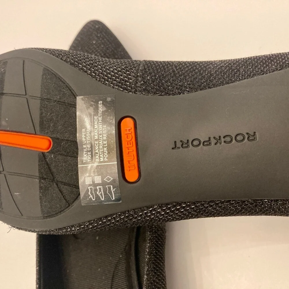NEW Rockport Adelyn Total Motion Trutech Flat Black Canvas‎ Sparkle Womens 8 M